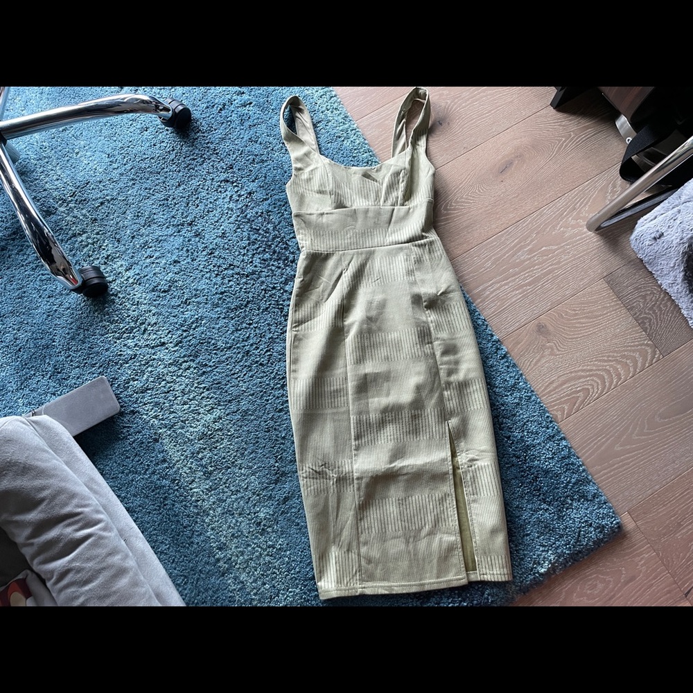 Saints + secret olive/mint midi dress S